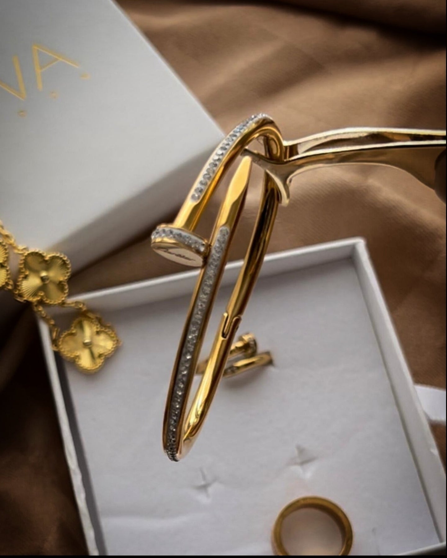 Gold Diamanté Talon Bangle